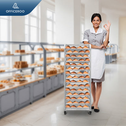 15-Tier Half Sheet Pan Rack | Aluminum Bakery Cart (18" x 13")
