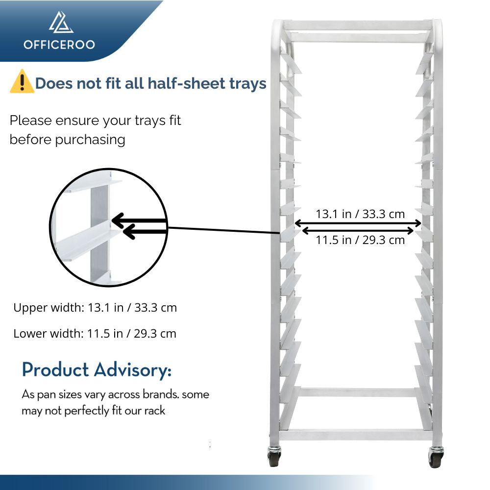 15-Tier Half Sheet Pan Rack | Aluminum Bakery Cart (18" x 13")