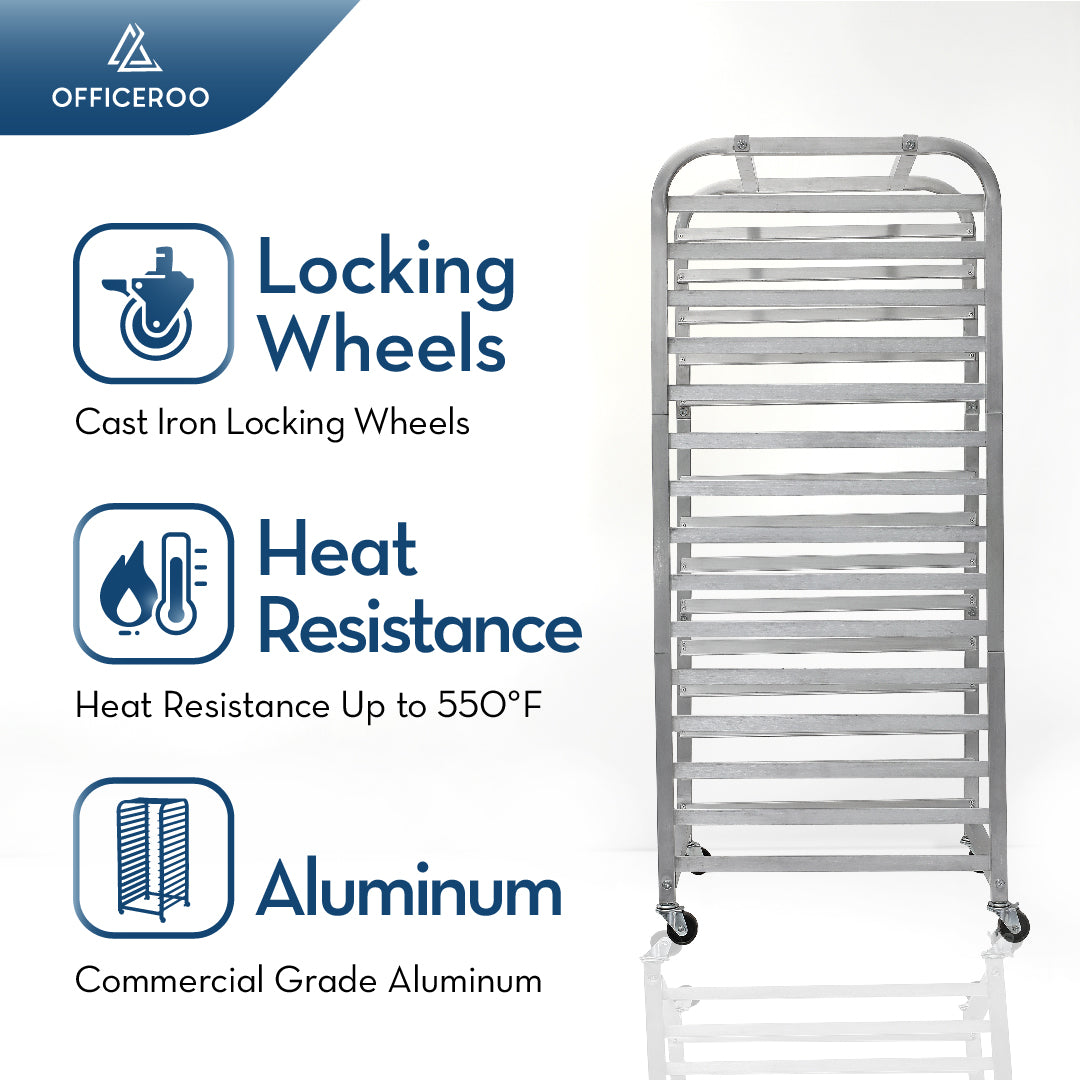 15-Tier Half Sheet Pan Rack | Aluminum Bakery Cart (18" x 13")