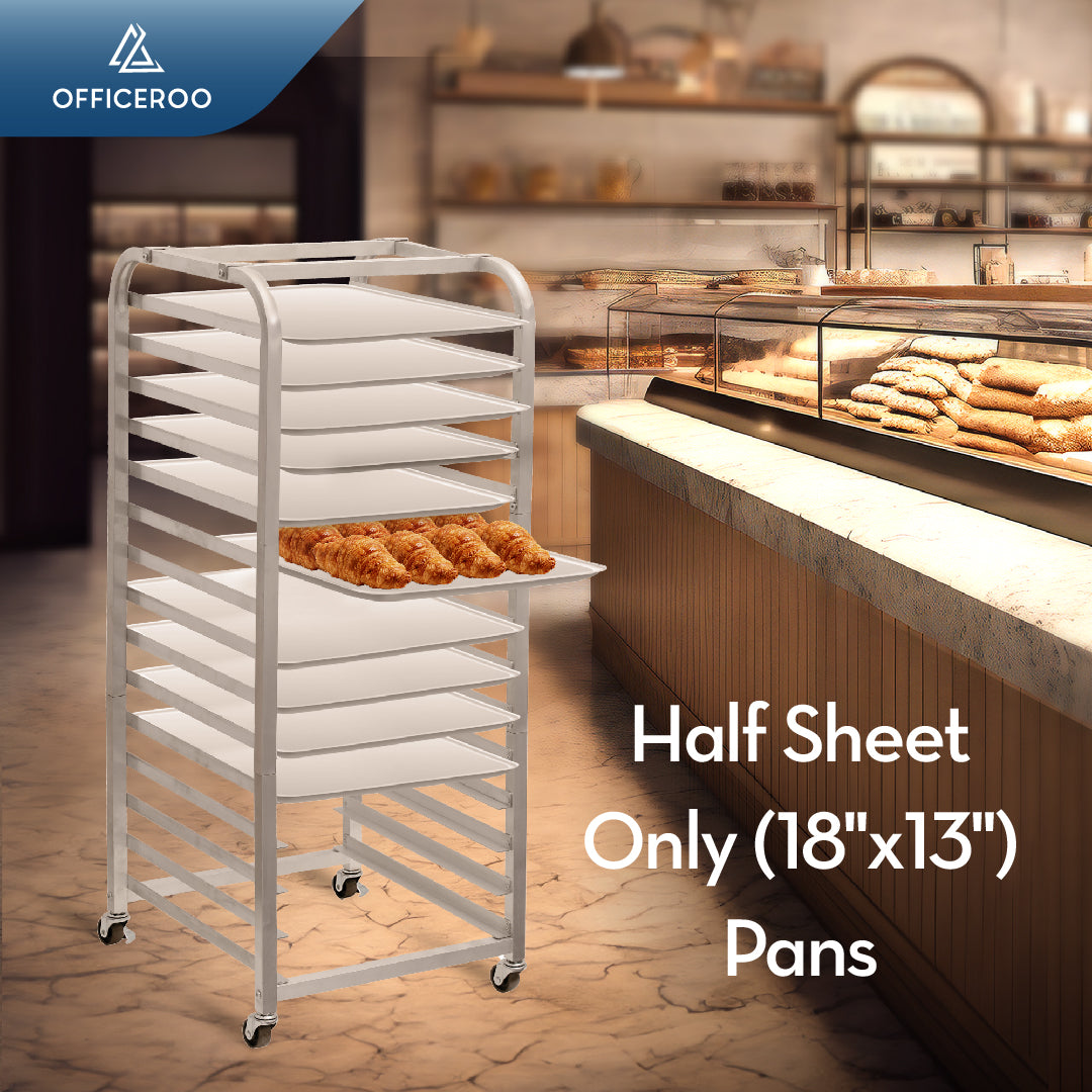 15-Tier Half Sheet Pan Rack | Aluminum Bakery Cart (18" x 13")