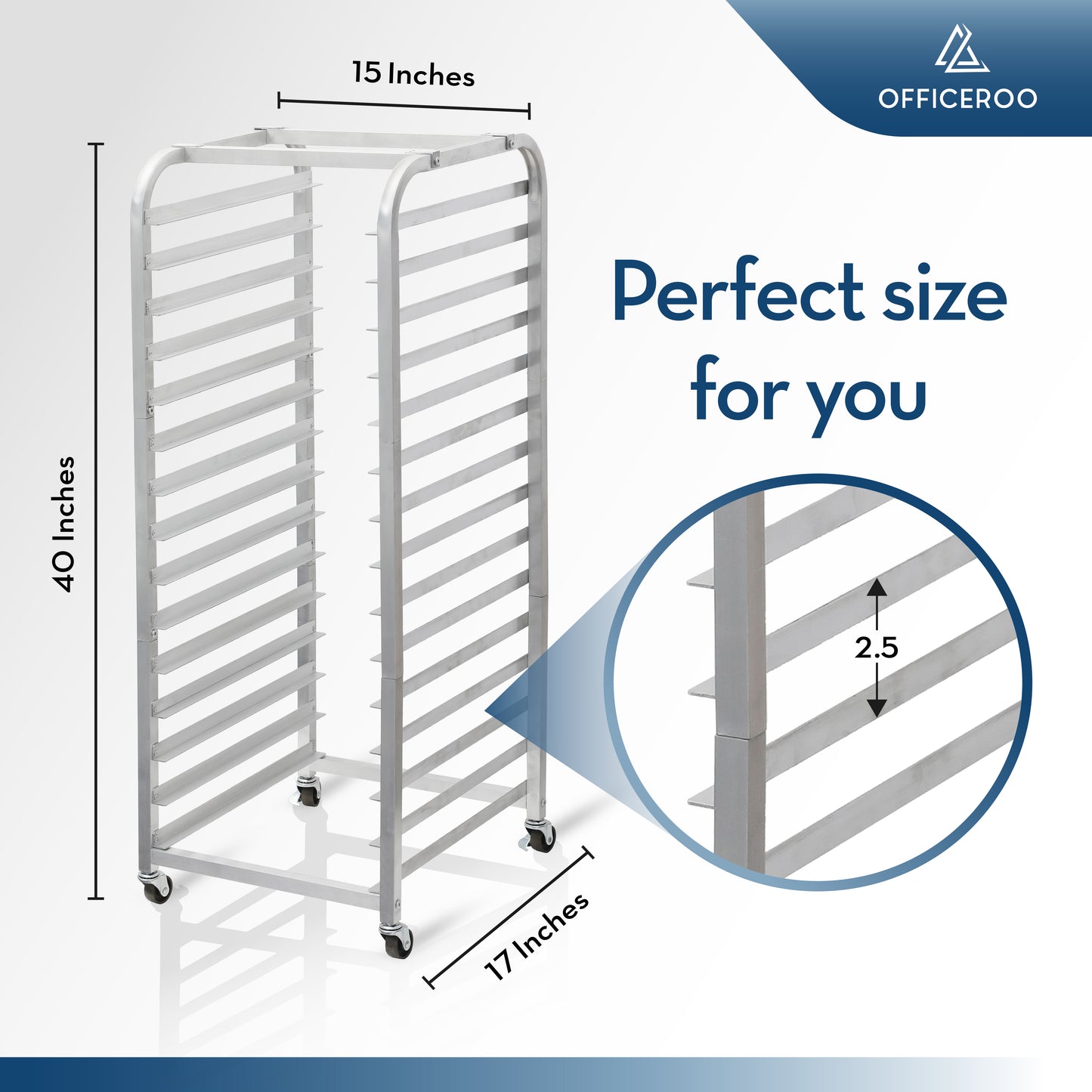 15-Tier Half Sheet Pan Rack | Aluminum Bakery Cart (18" x 13")