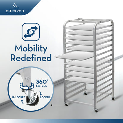 15-Tier Half Sheet Pan Rack | Aluminum Bakery Cart (18" x 13")