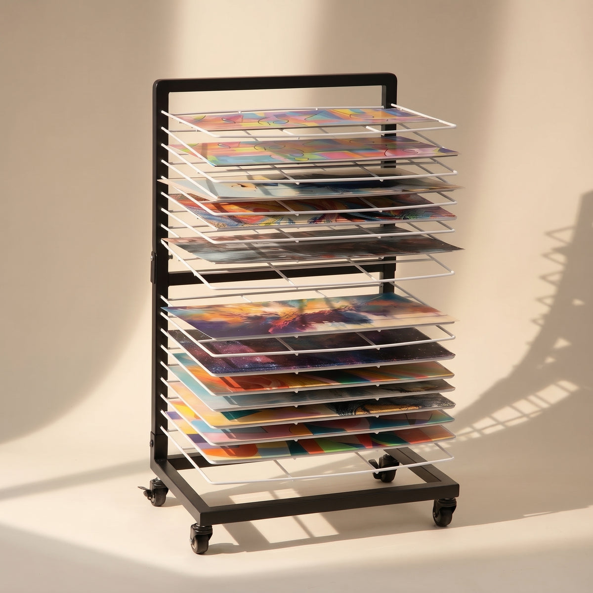 Studio Art Drying Rack | Mobile 18-Shelf Storage Cart