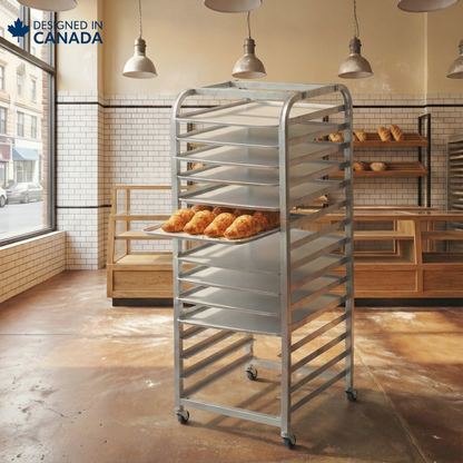 15-Tier Half Sheet Pan Rack | Aluminum Bakery Cart (18" x 13")
