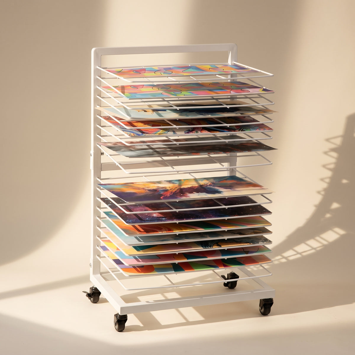 Drying rack in use with soft lightning